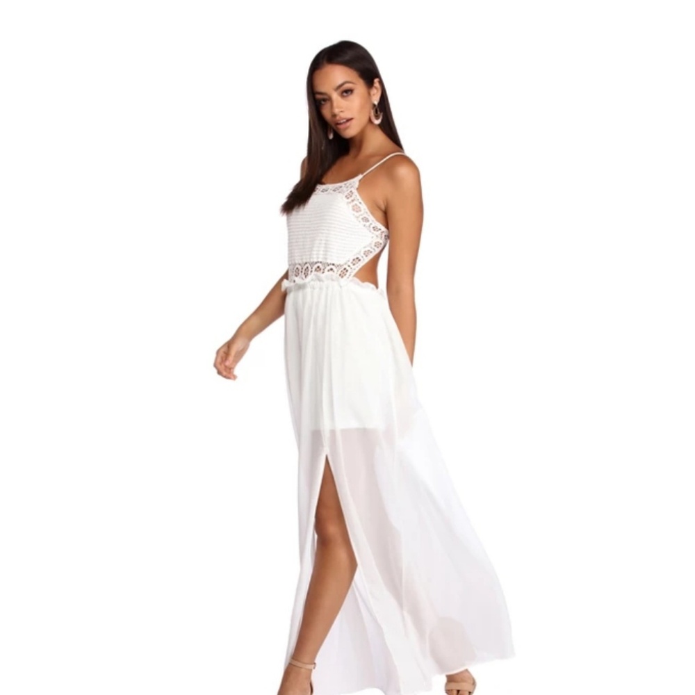 NWT White Crochet Maxi Dress